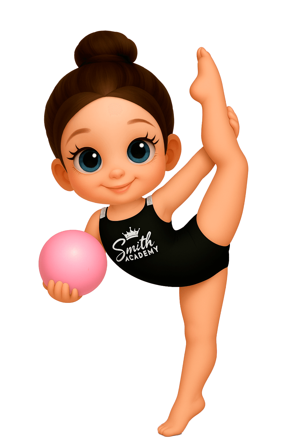 Smith Academy mascot performing a rhythmic gymnastics balance with a ball