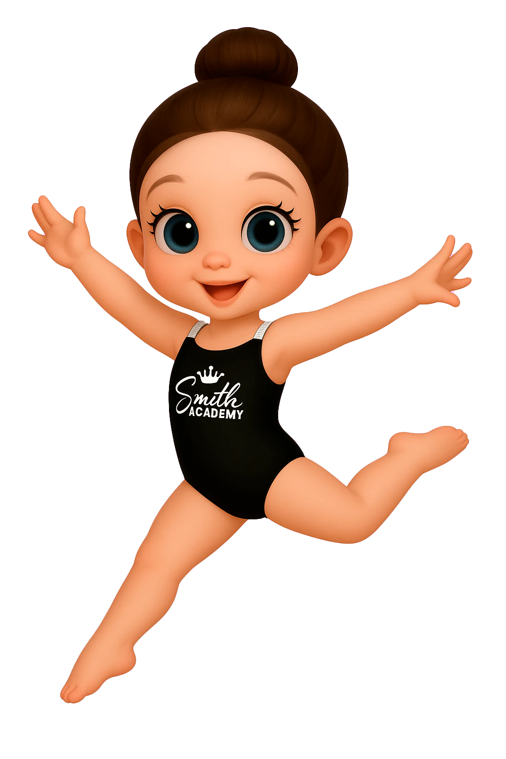 Smith Academy mascot performing a rhythmic gymnastics jump